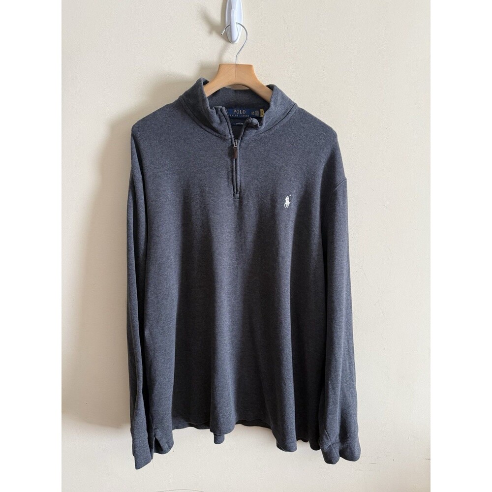 POLO RALPH LAUREN DARK GREY QUARTER 1/4 ZIP SWEATER SIZE Estate Rib XXL